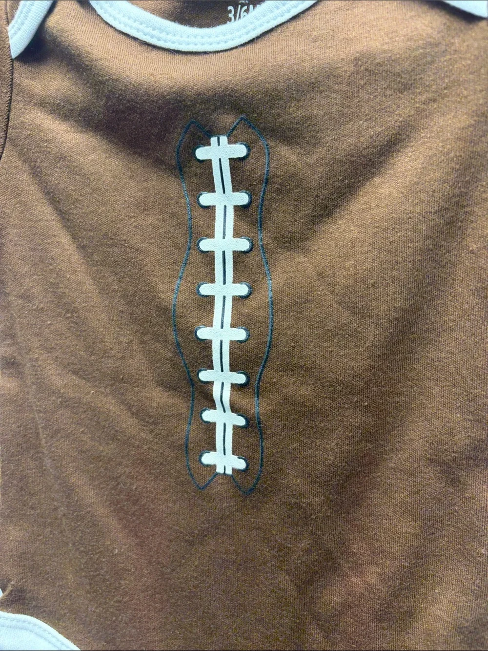 NWT Kidgets Brown and White Football Applique One-Piece